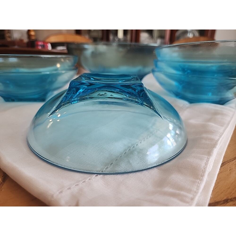 MCM Glassware Hazel Atlas Capri Colonial Azure Blue Glass Salad Serving Set - Picture 6 of 9